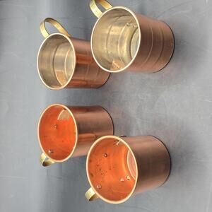 Vintage Set of Copper and Brass Mugs
